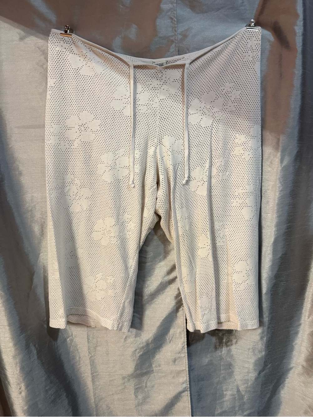 White Stag Cream Knit Floral Lounge Shorts with Drawstring